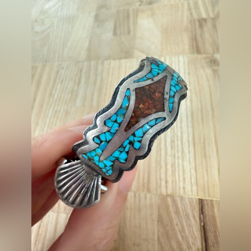Southwestern Sterling silver turquoise watch cuff bracelet citizen eco drive - Picture 7 of 15